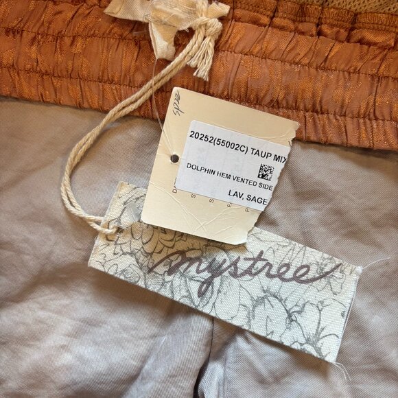 Mystree Anthro Women's Boho Dolphin Hem Shorts Gold Embroidered Panels Lined S - Picture 4 of 6